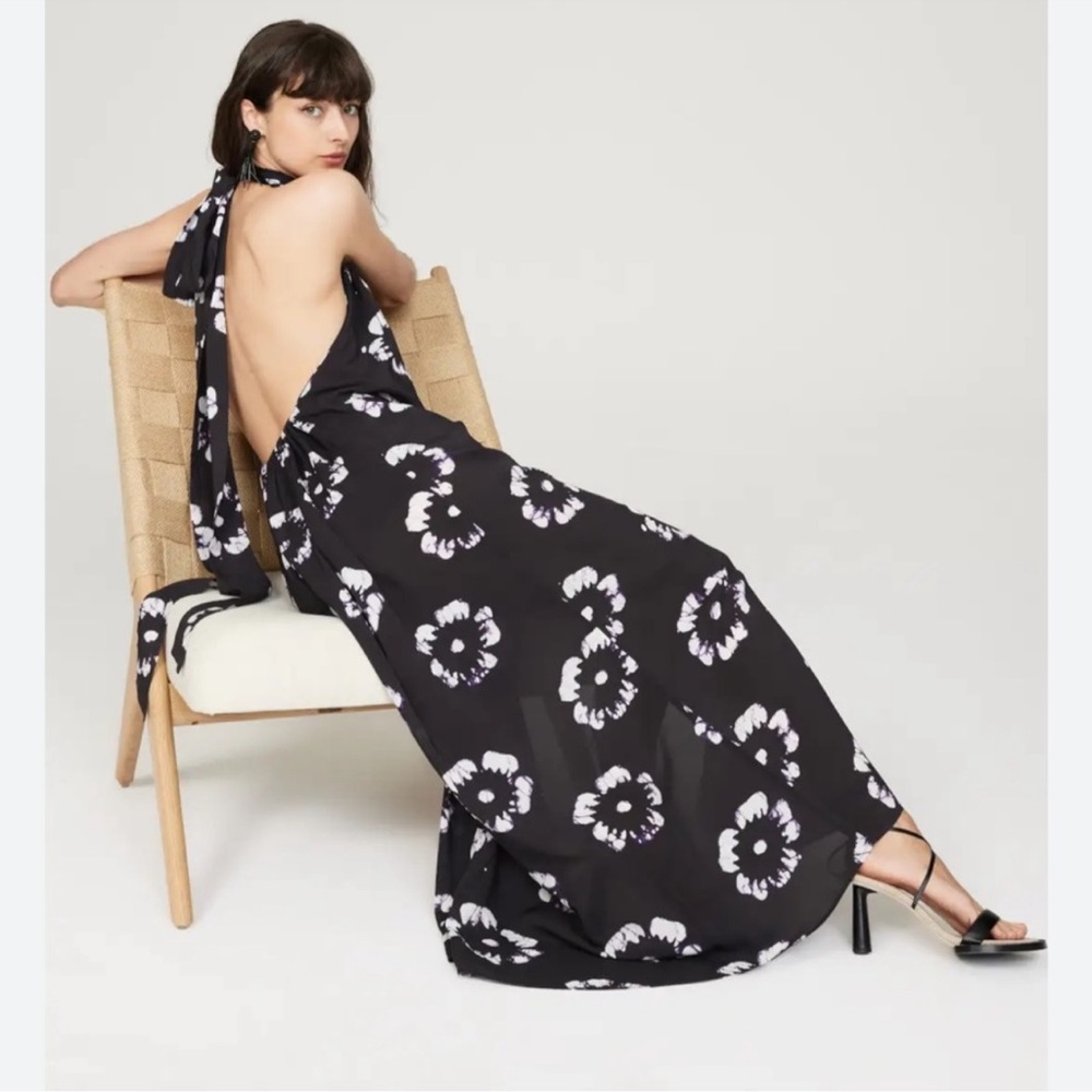 Black and White Floral Maxi Dress - Picture 4 of 4